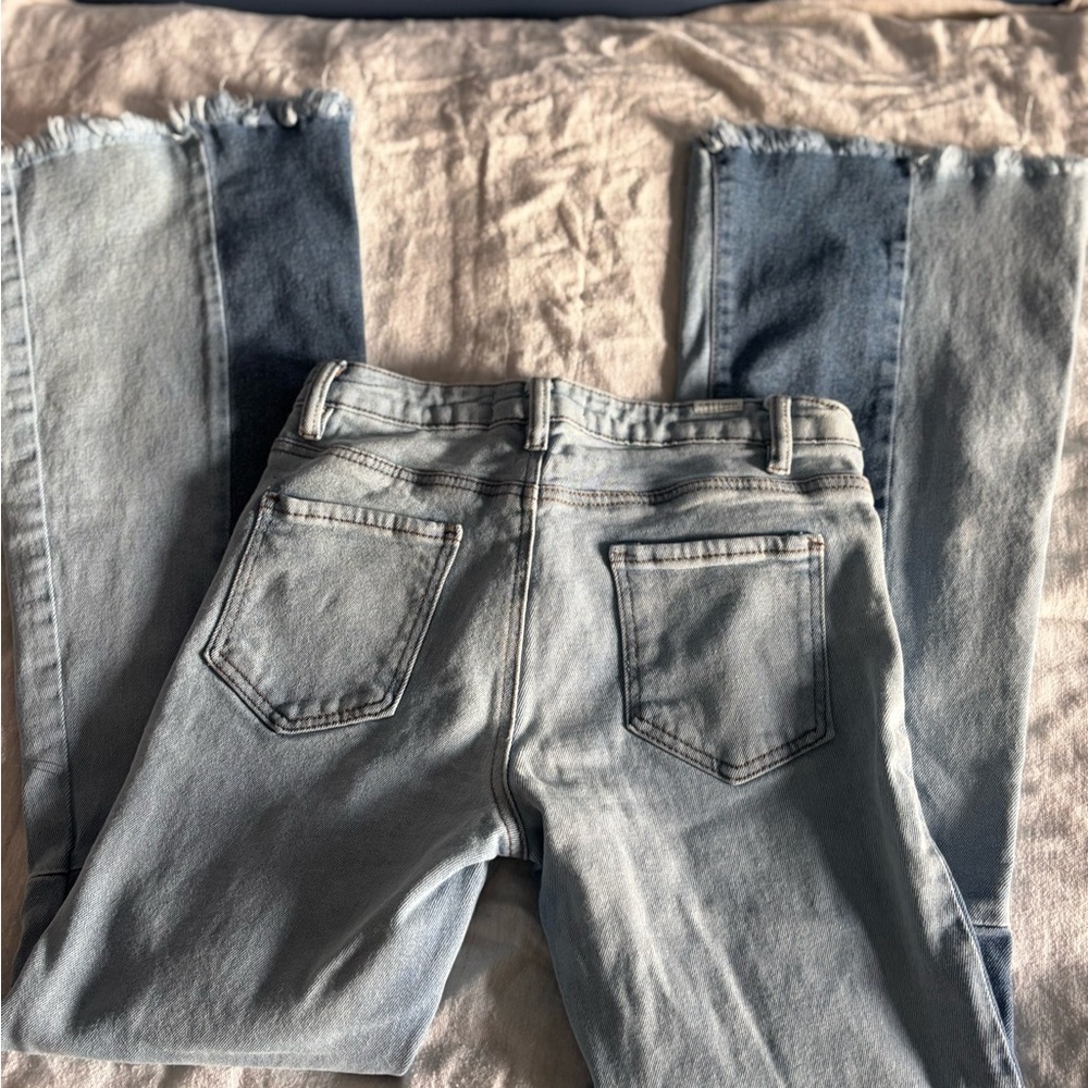 Almost Famous Flare Leg Jeans Size 3 
Multi colored denim. Frayed bottoms. - Picture 6 of 7